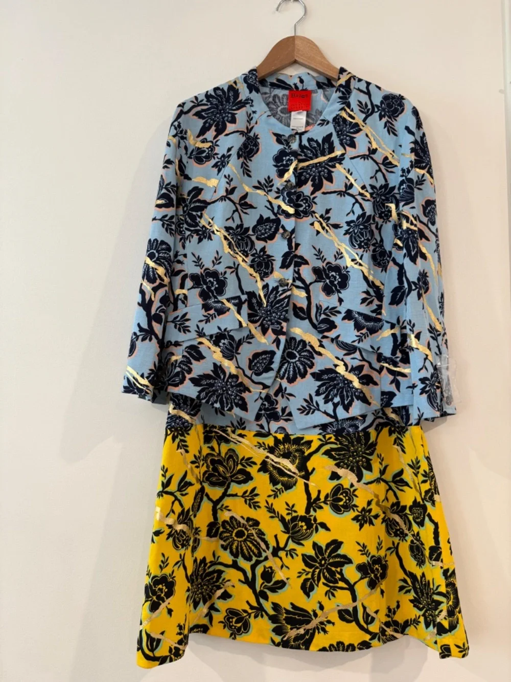 Vintage Bazar by Christian Lacroix blue floral blazer jacket, made France, EU 42 - Picture 13 of 14